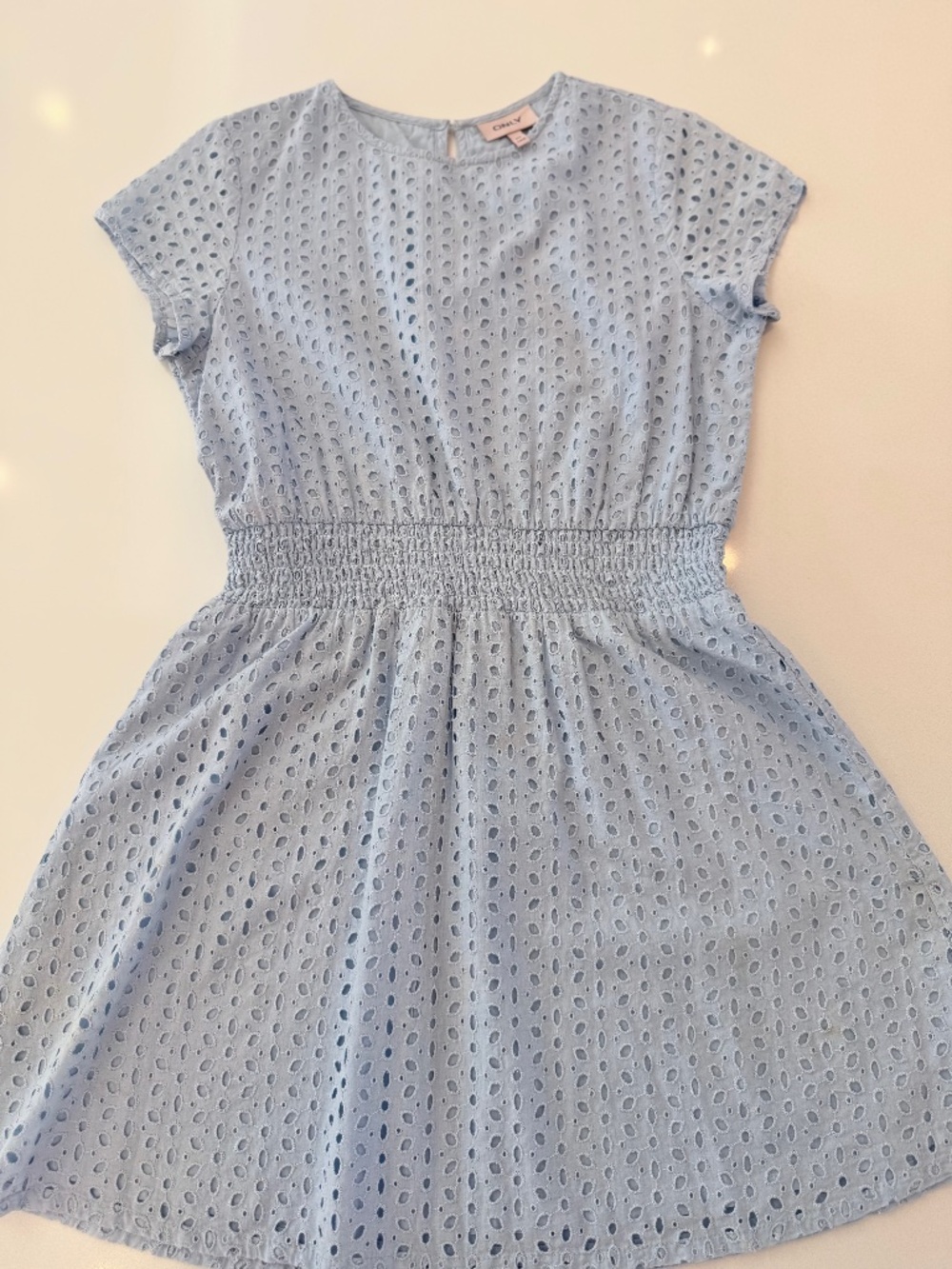 ONLY Kids Eyelet Dress — Baby Blue | Size 10Y (140)